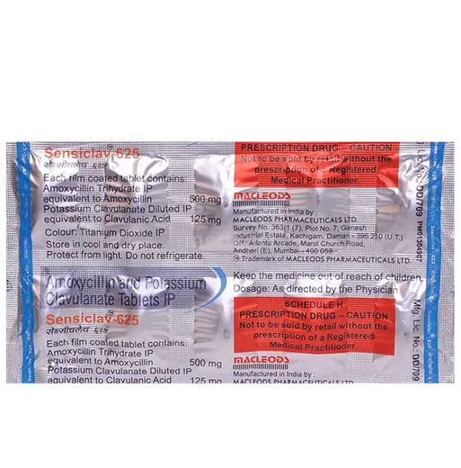 sensiclav 625mg tablet 10's
